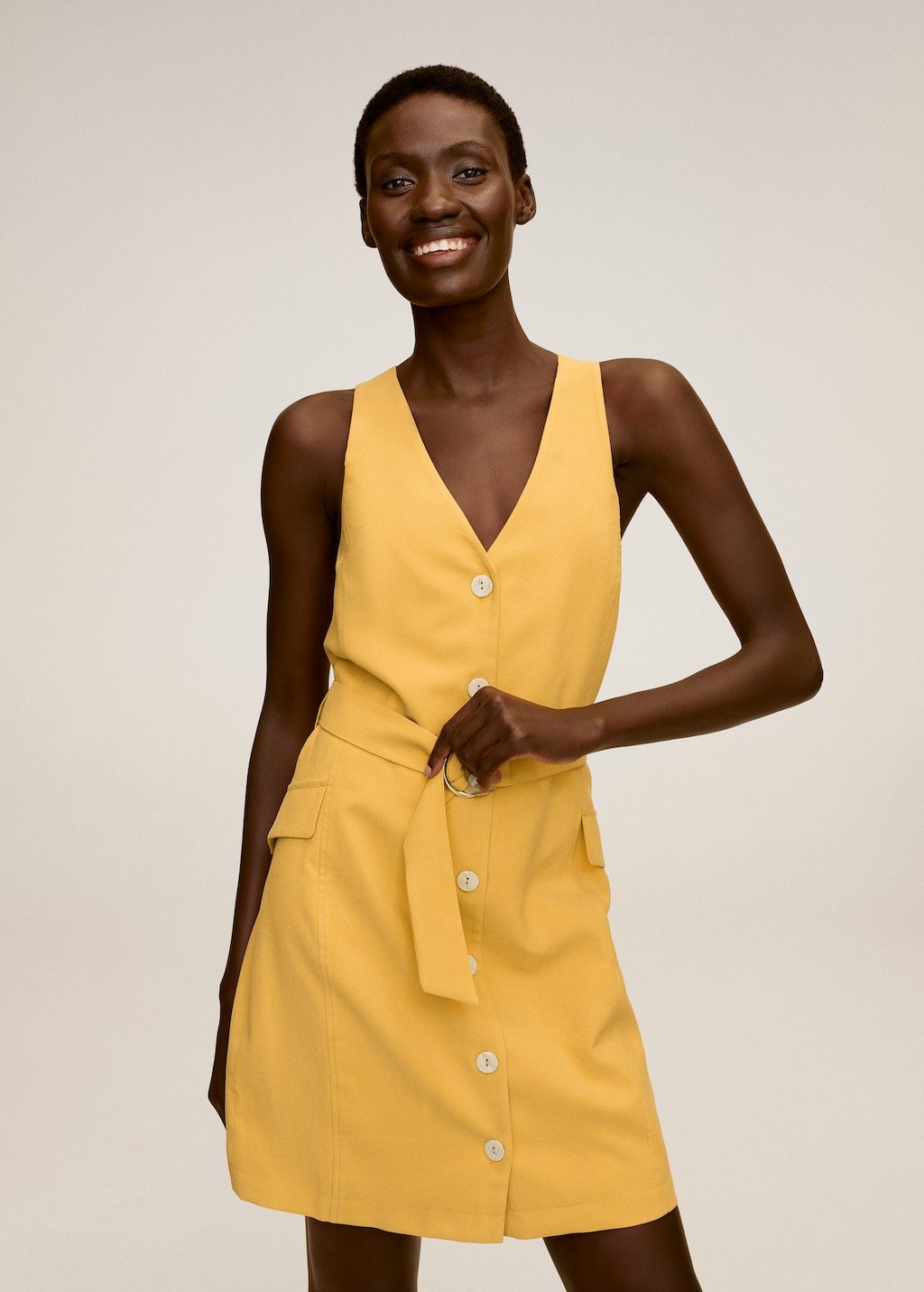Buttoned wrap dress