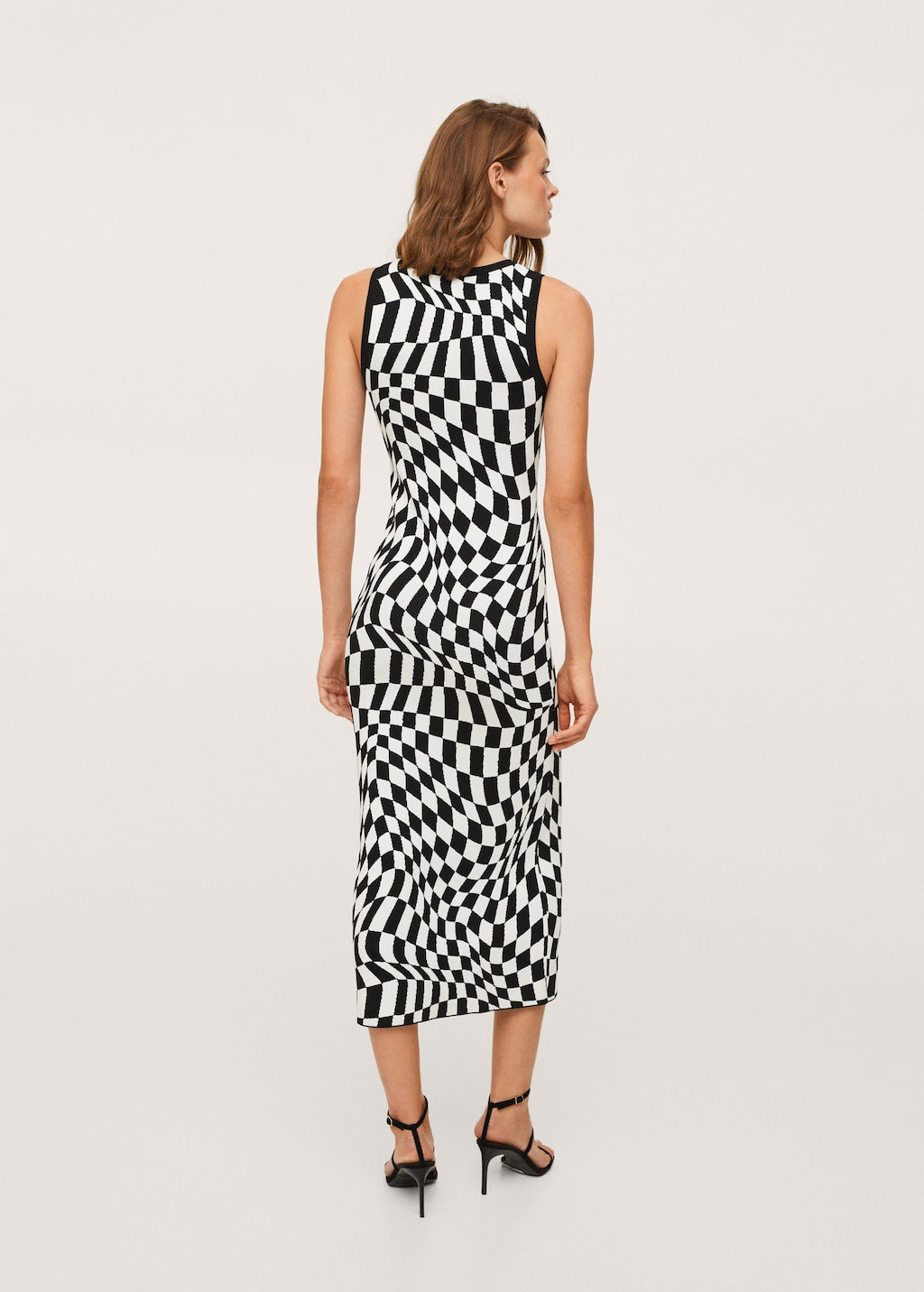 Check knit dress