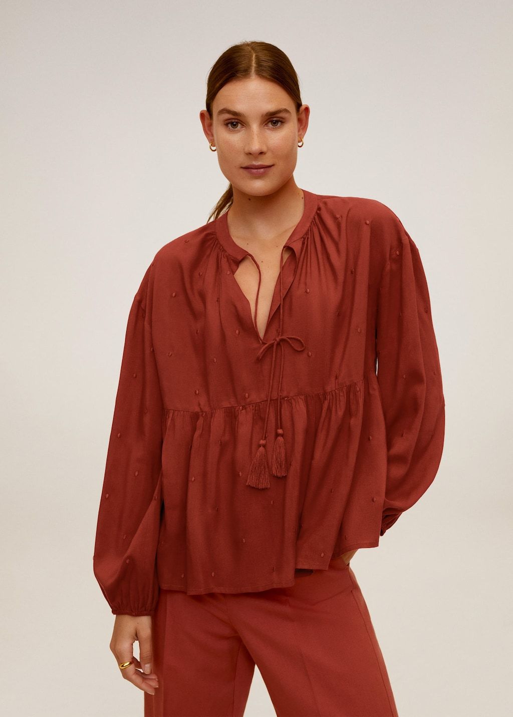 Relief details blouse