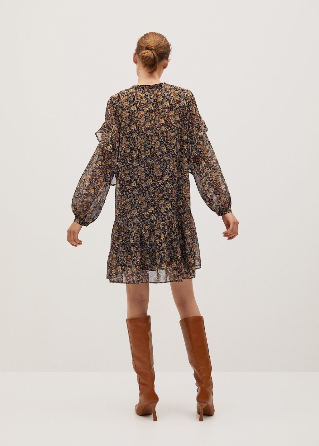 Ruffled floral print dress