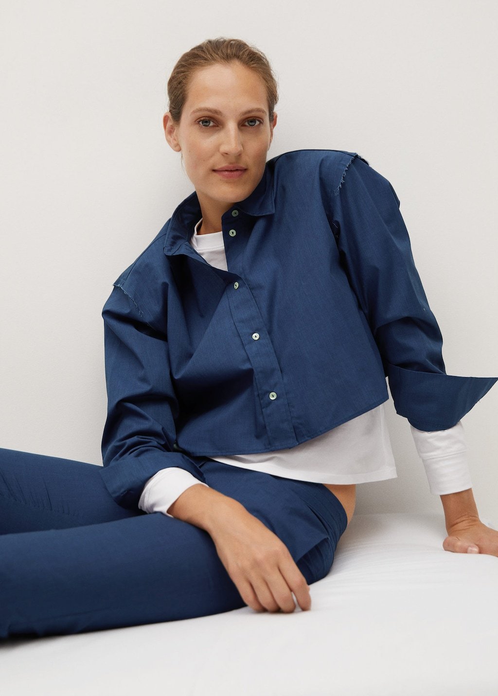 Cropped cotton shirt