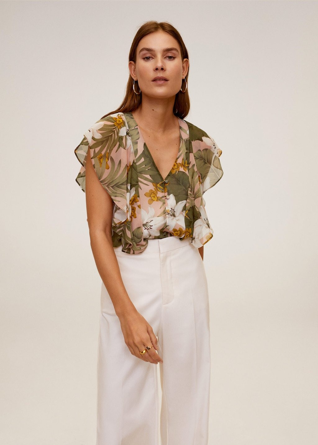 Ruffled floral blouse