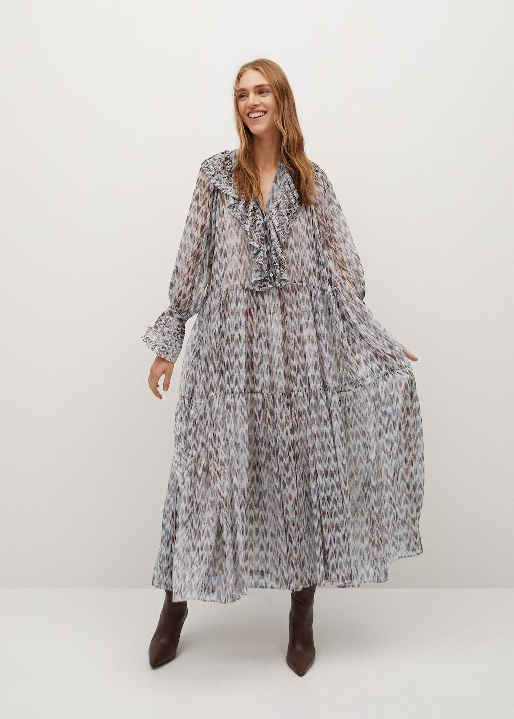 Ruffled printed dress