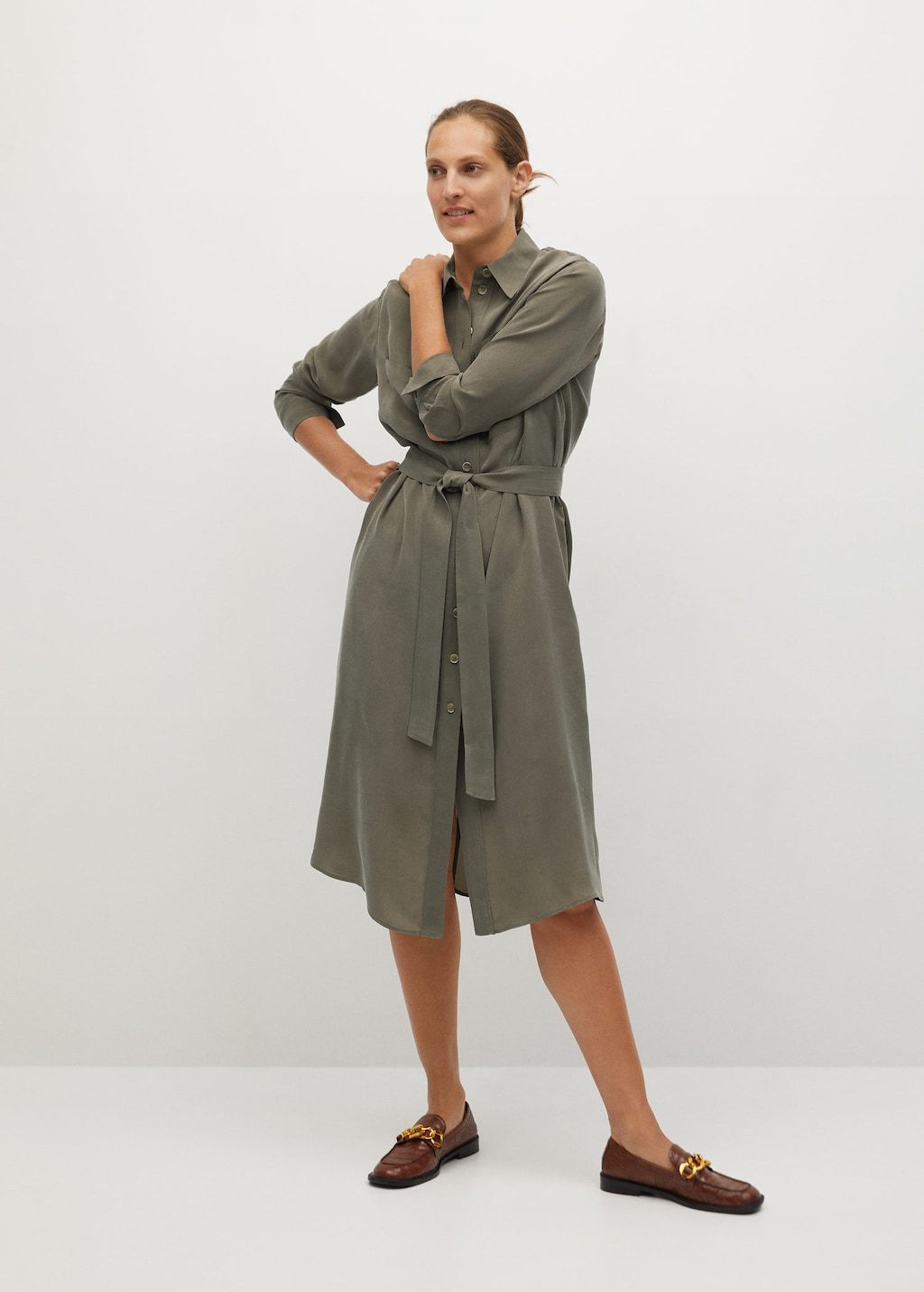 Belted cupro dress