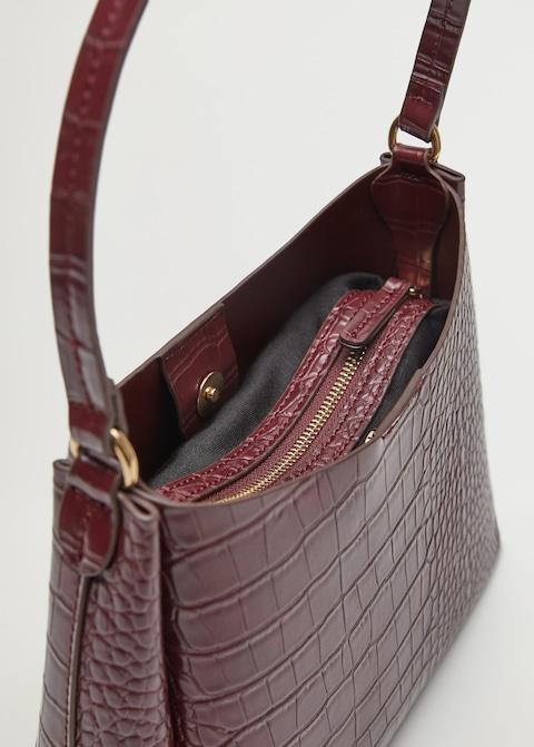 Croc-effect baguette bag