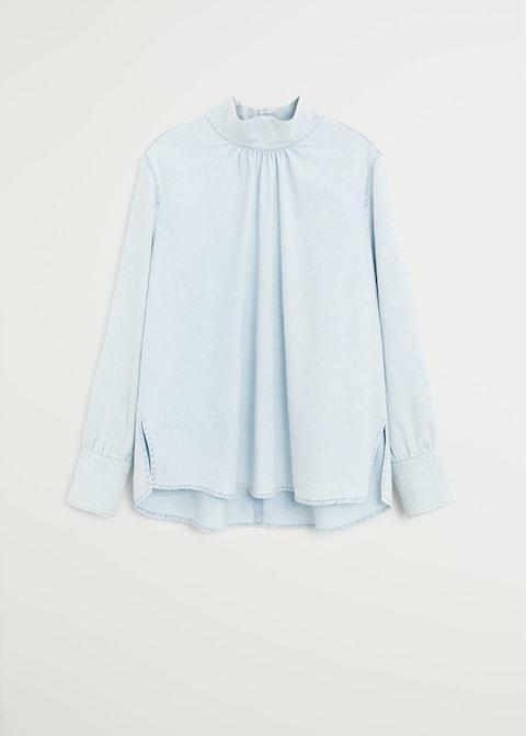 Medium wash denim shirt