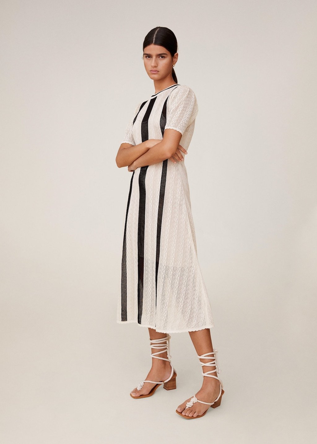 Open-work bicolour dress