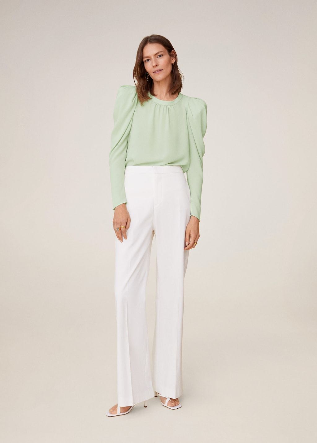 Puffed-shoulder blouse