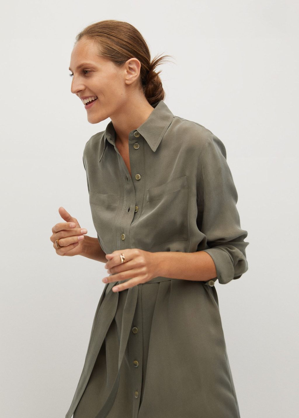 Belted cupro dress