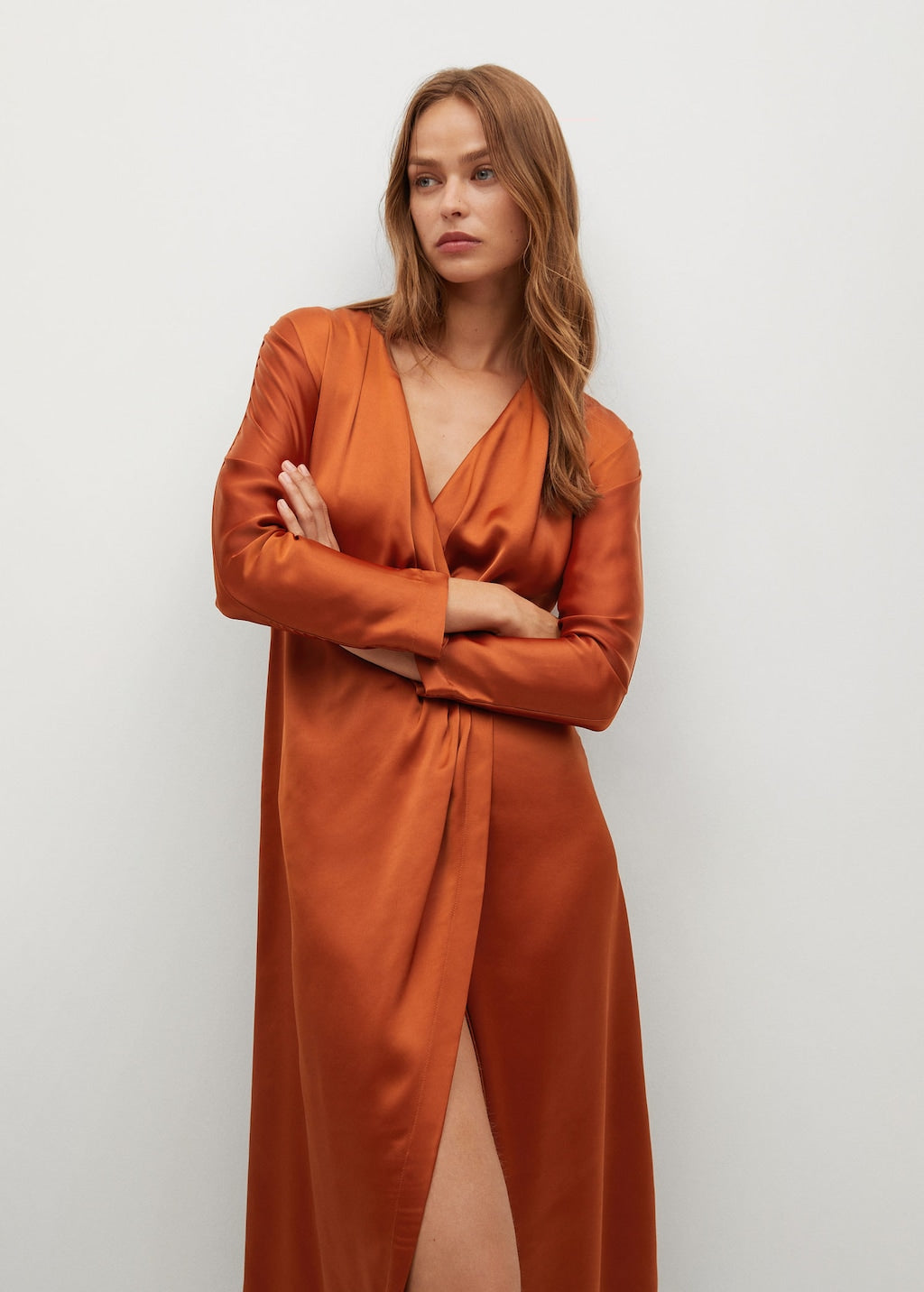 Pleated satin dress