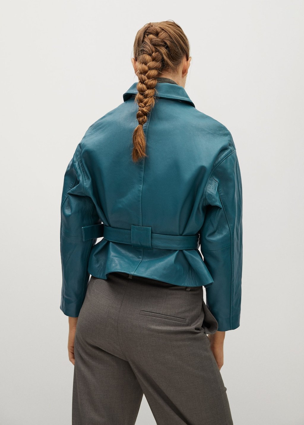 Belt leather jacket