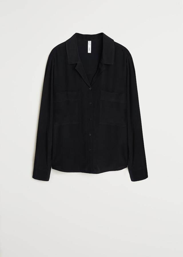 Chest-pocket flowy blouse