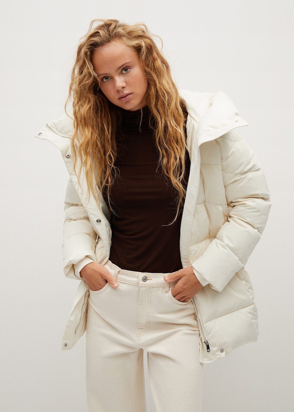 Feather down hooded coat