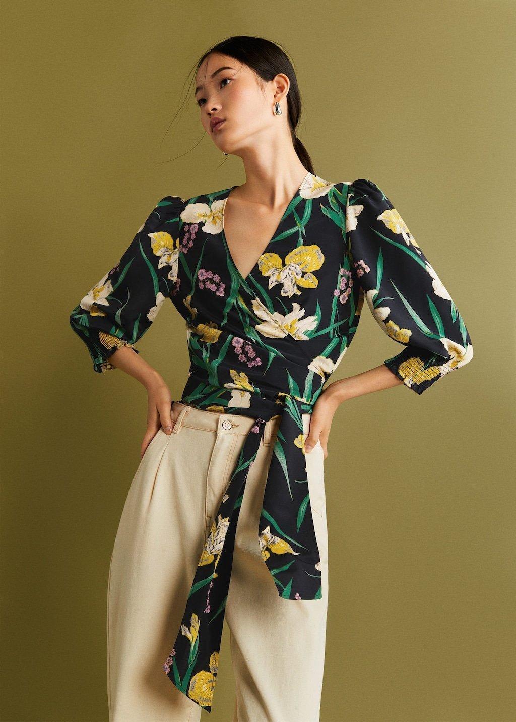 Wrap floral blouse