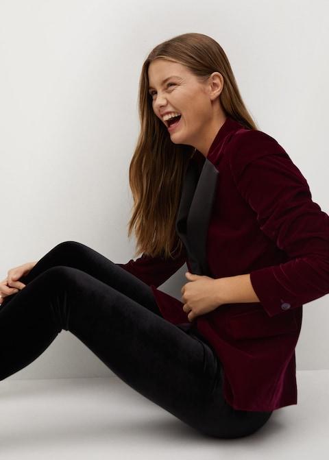 Contrast flap velvet blazer