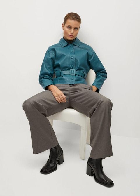 Belt leather jacket