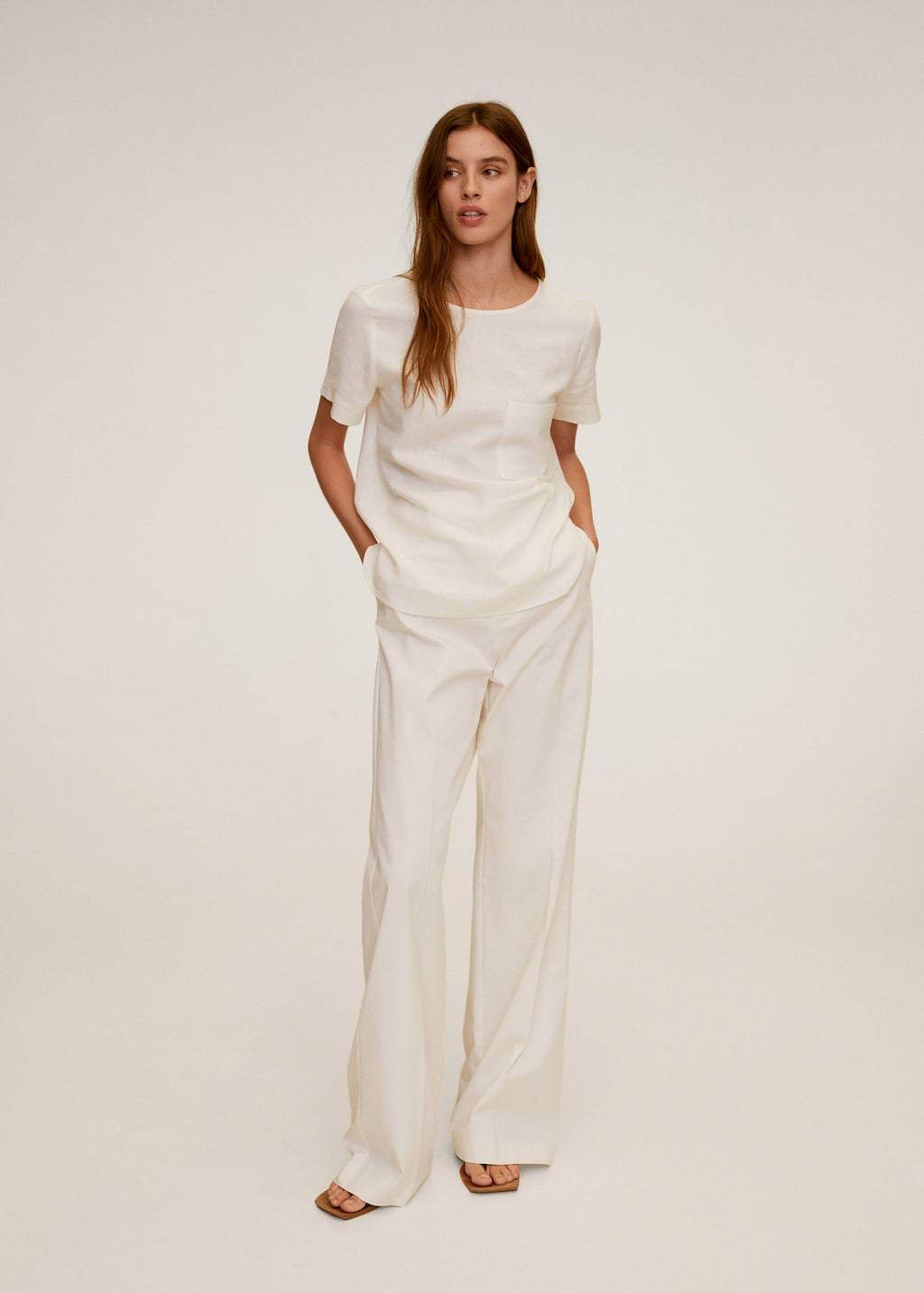 Pocket linen-blend blouse