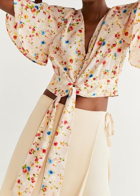 Bow cropped blouse