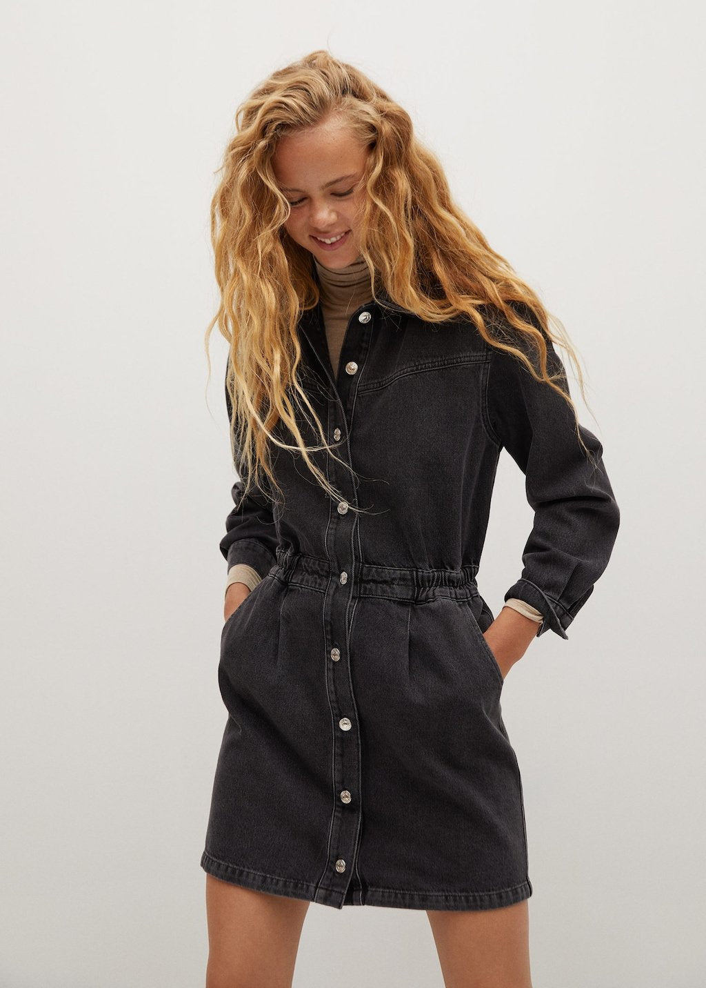 Denim elastic waist dress