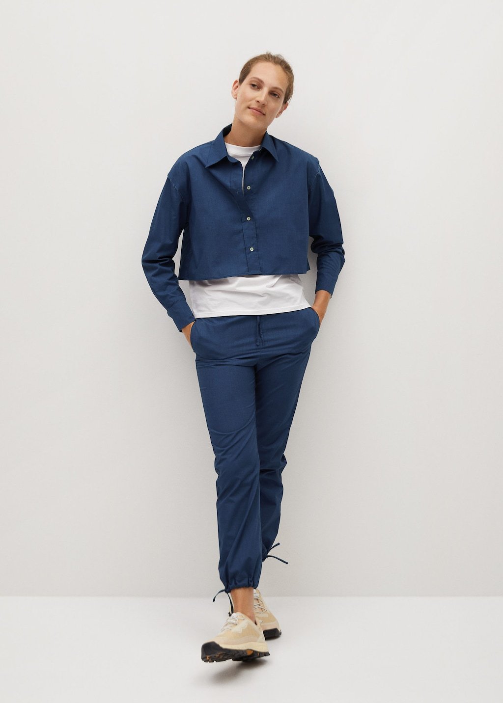 Cropped cotton shirt