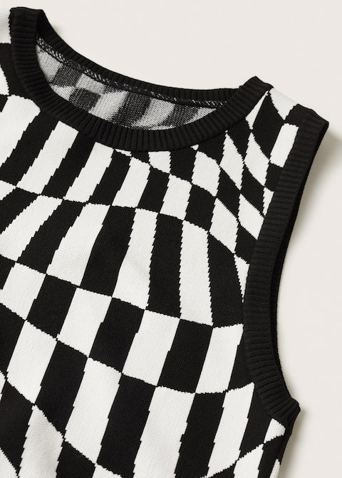 Check knit dress