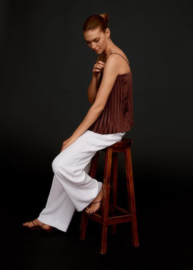 Pleated satin top