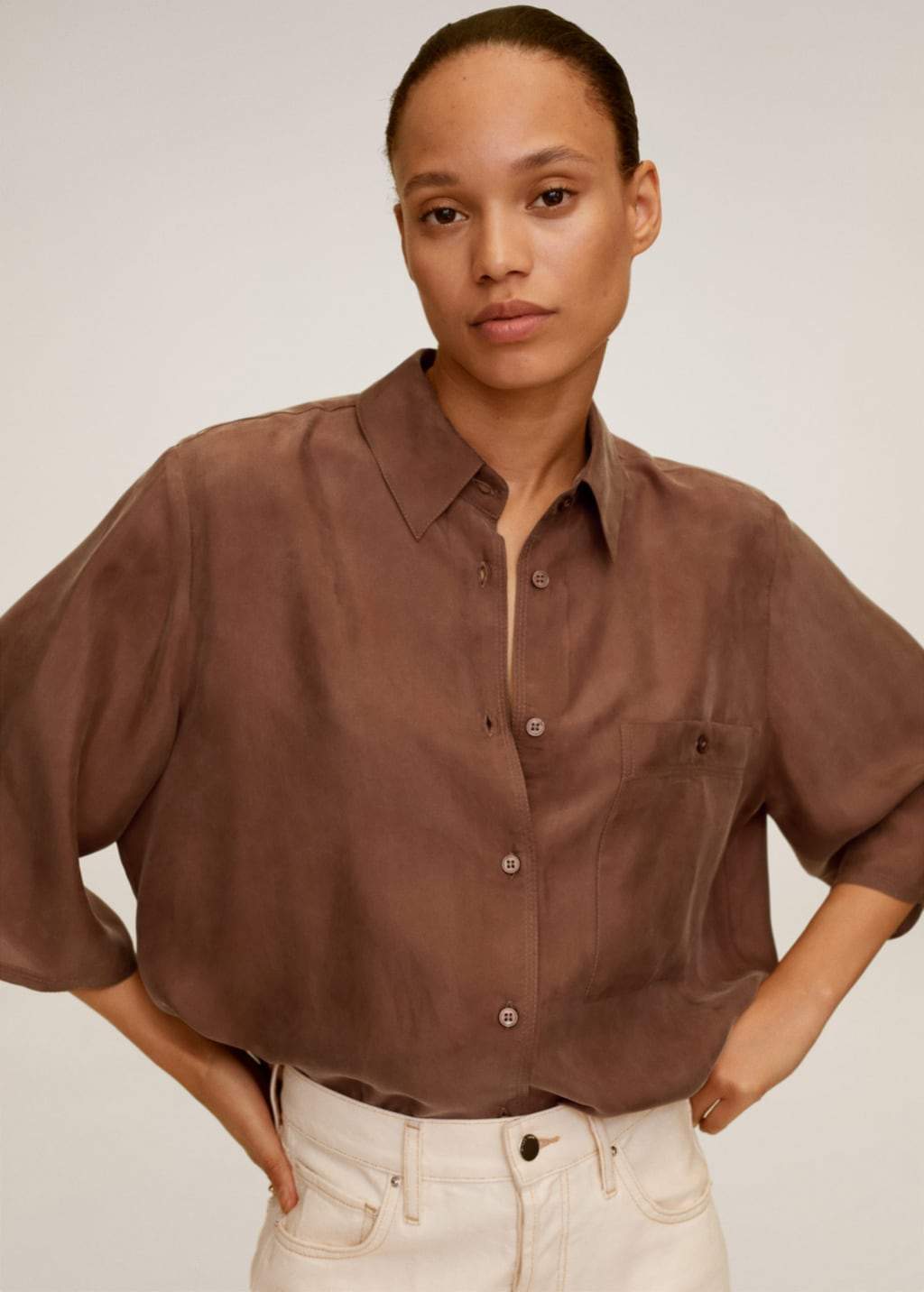 Pocket cupro shirt