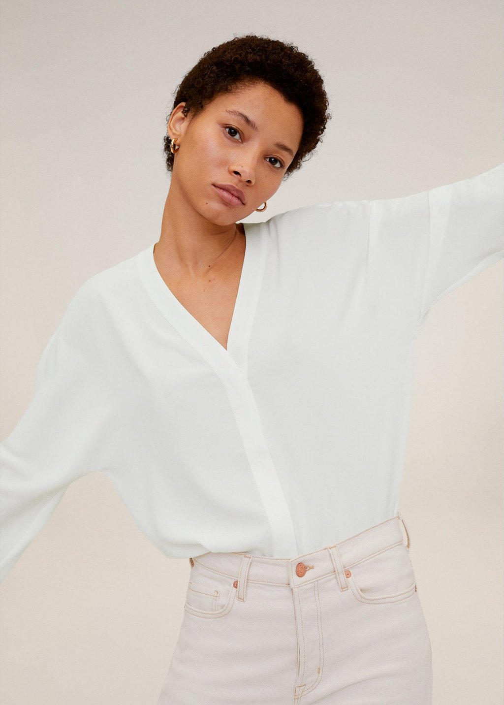 V-neckline blouse