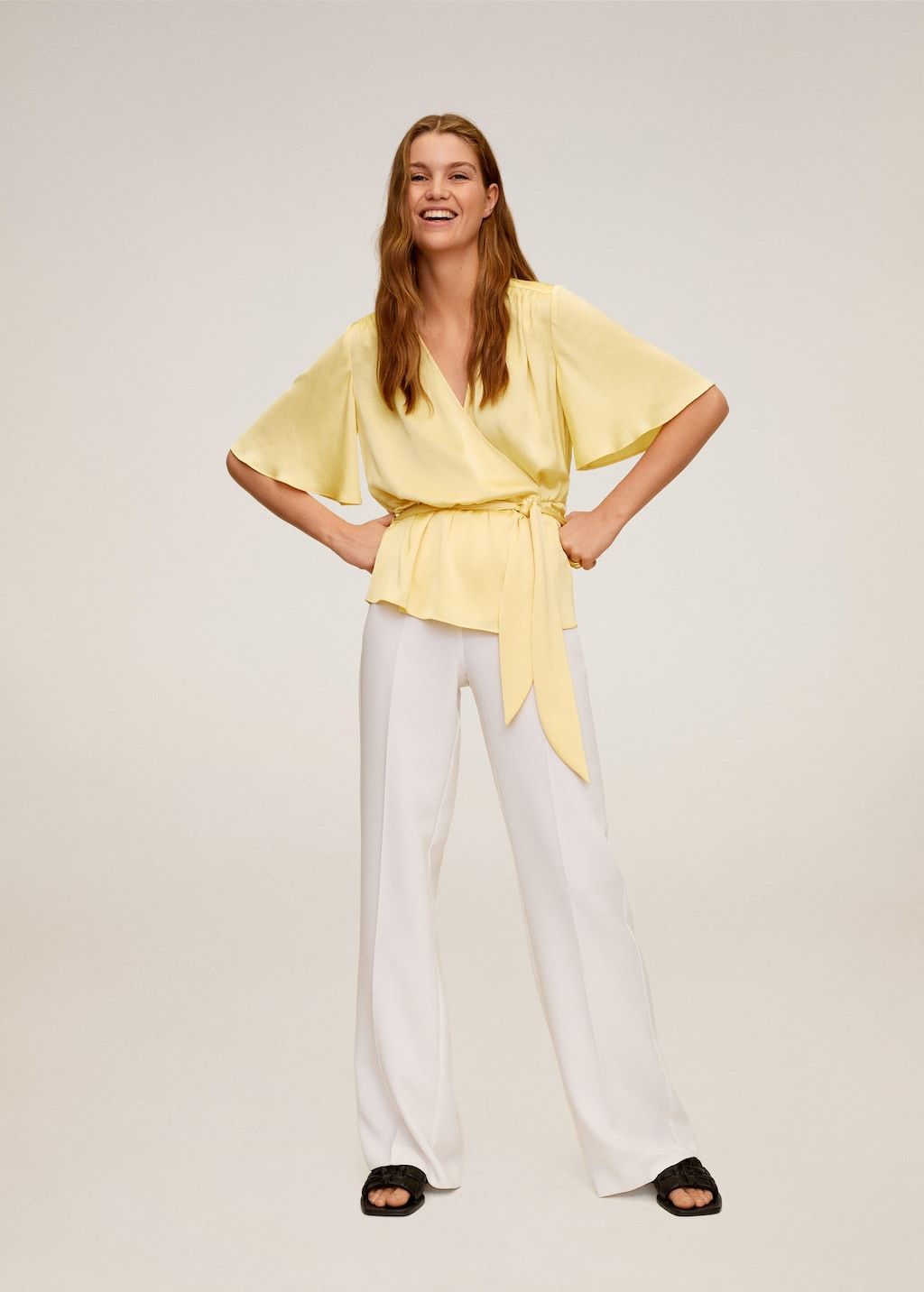 Wrap V-neckline blouse