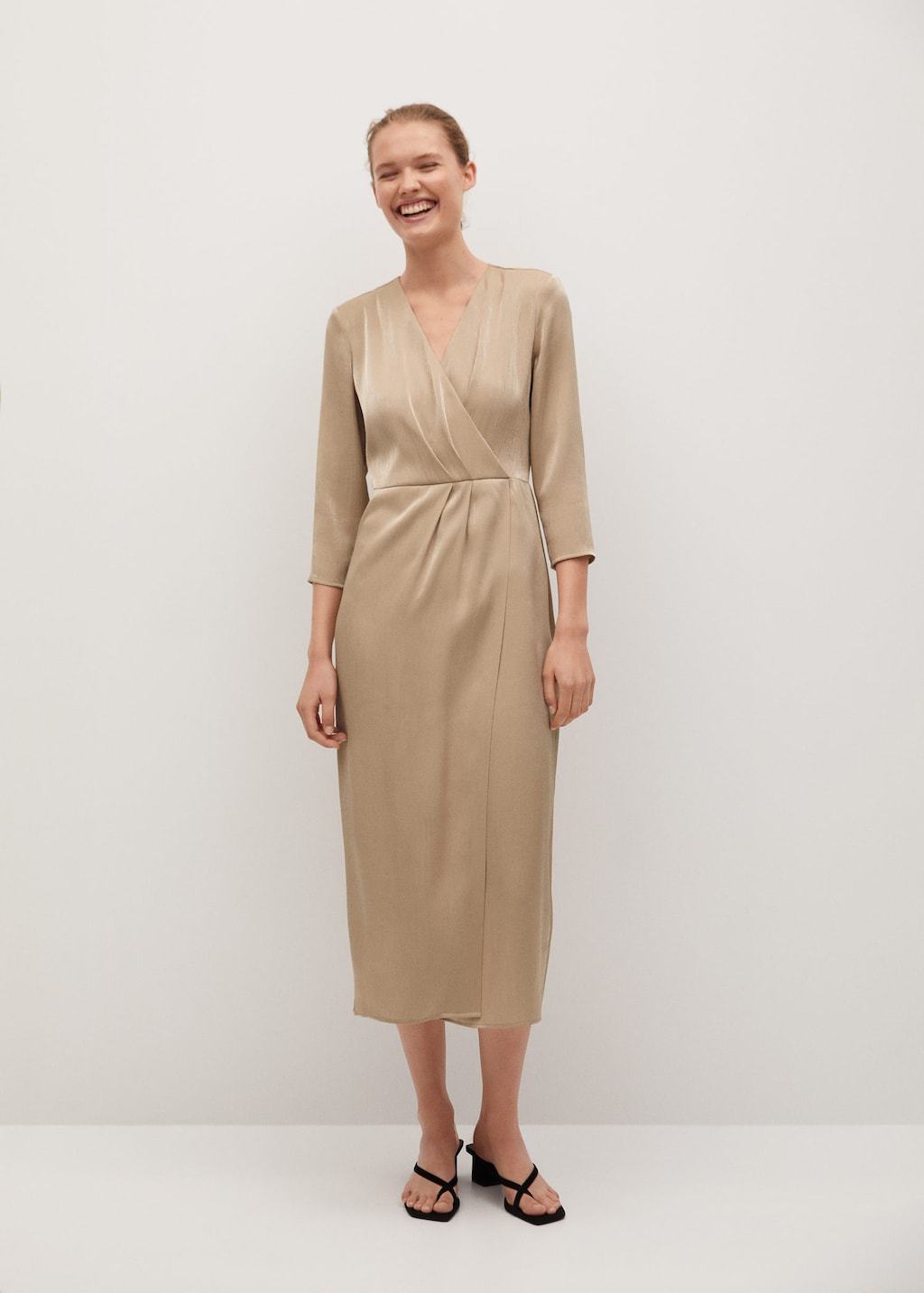 Wrapped satin dress