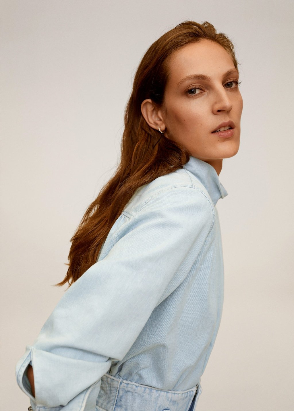 Medium wash denim shirt