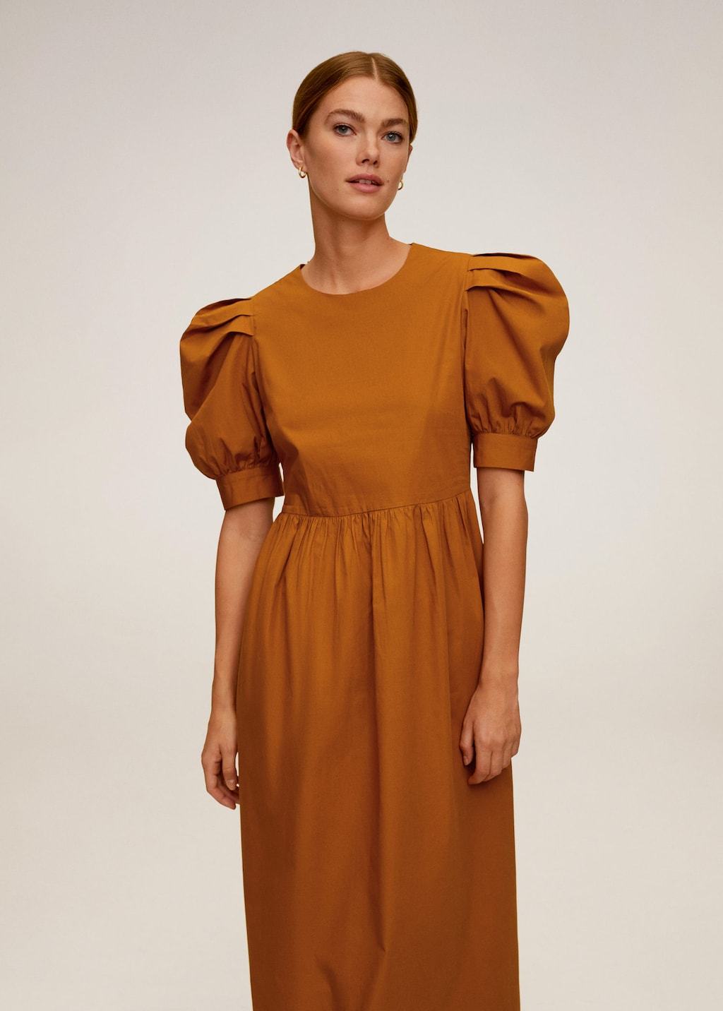 Puffed sleeves cotton dress