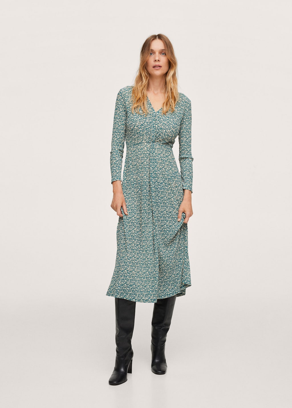 Printed textured dress